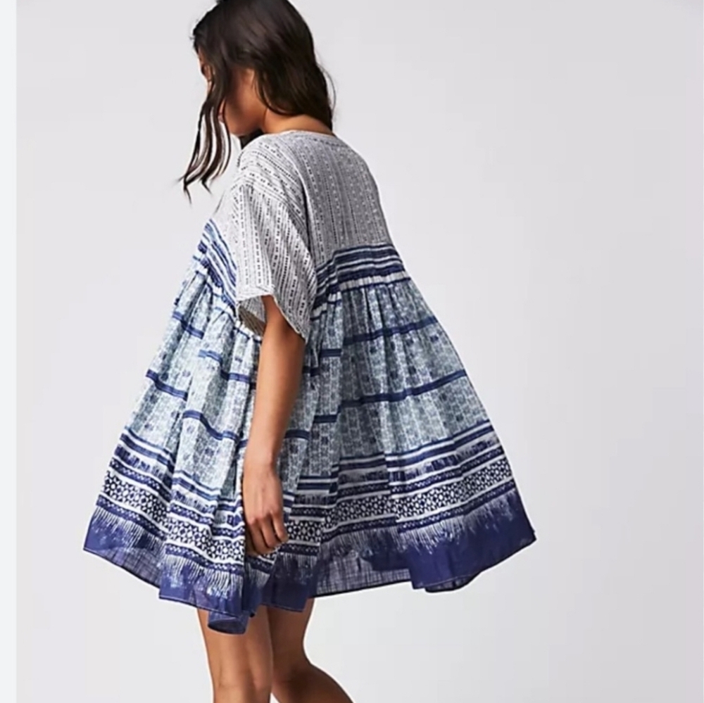 We The Free Babydoll Block Printed Top Size Small - Picture 2 of 4